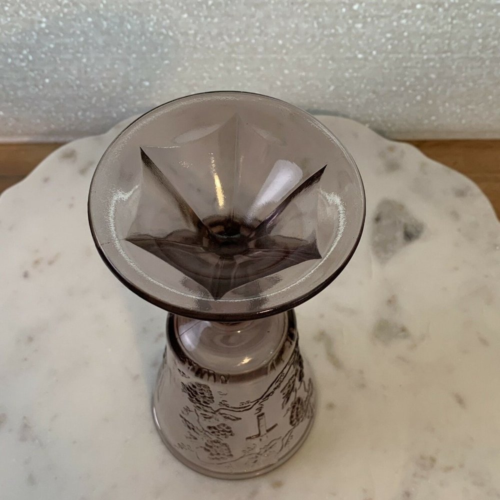 Vintage Tiara Indiana Purple Wine Glass Lords The Last Supper Chalice 7 Inch - Picture 12 of 12